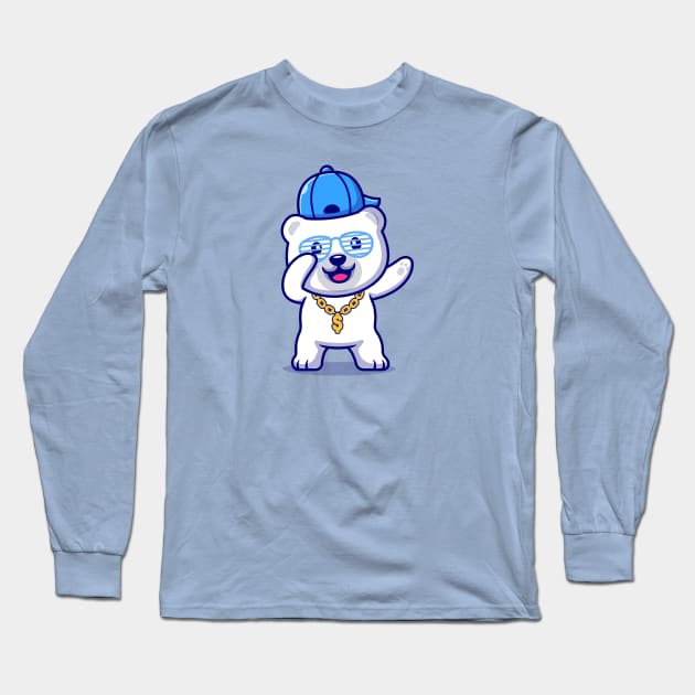 Cute Swag Polar Bear With Hat And gold chain necklace  Cartoon Long Sleeve T-Shirt by Catalyst Labs